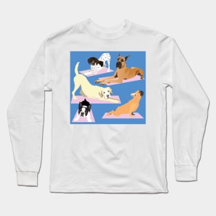 Yoga Dogs Denim Blue and Pink Long Sleeve T-Shirt